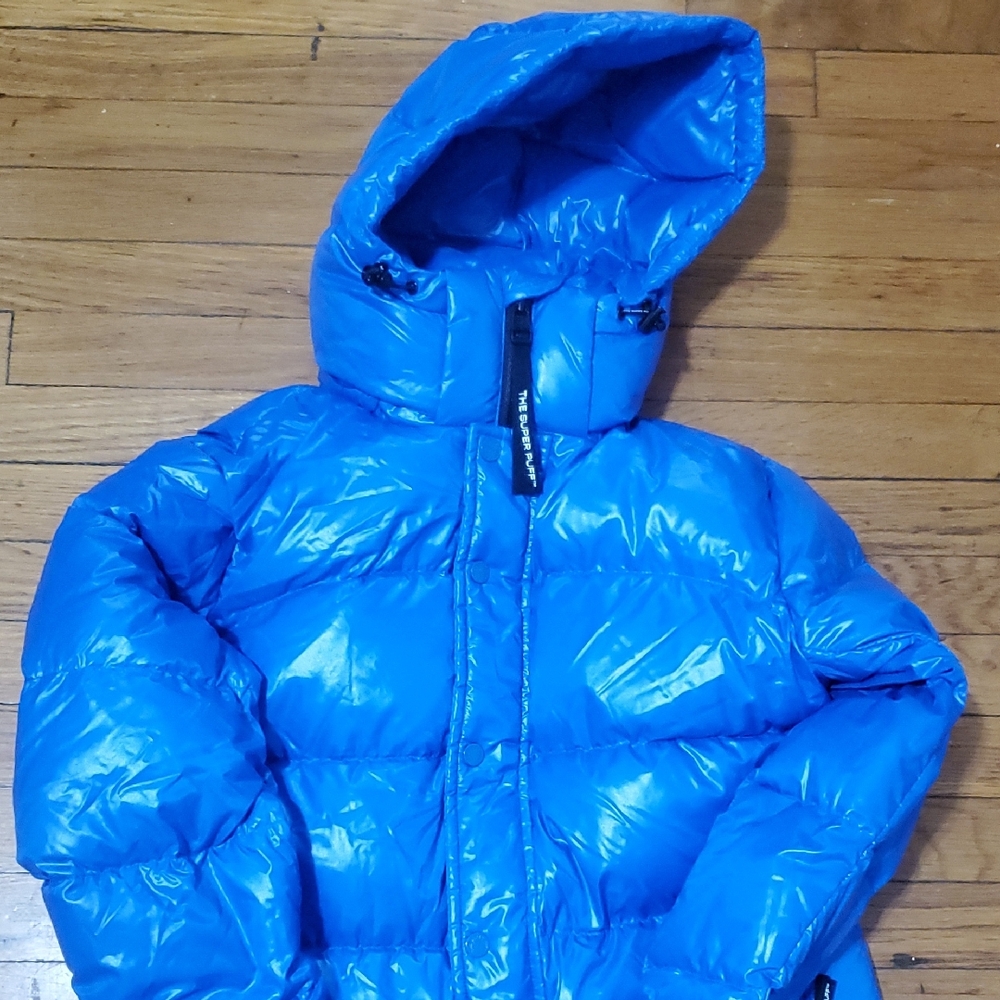 Bright Blue Puffer Jacket with Hood